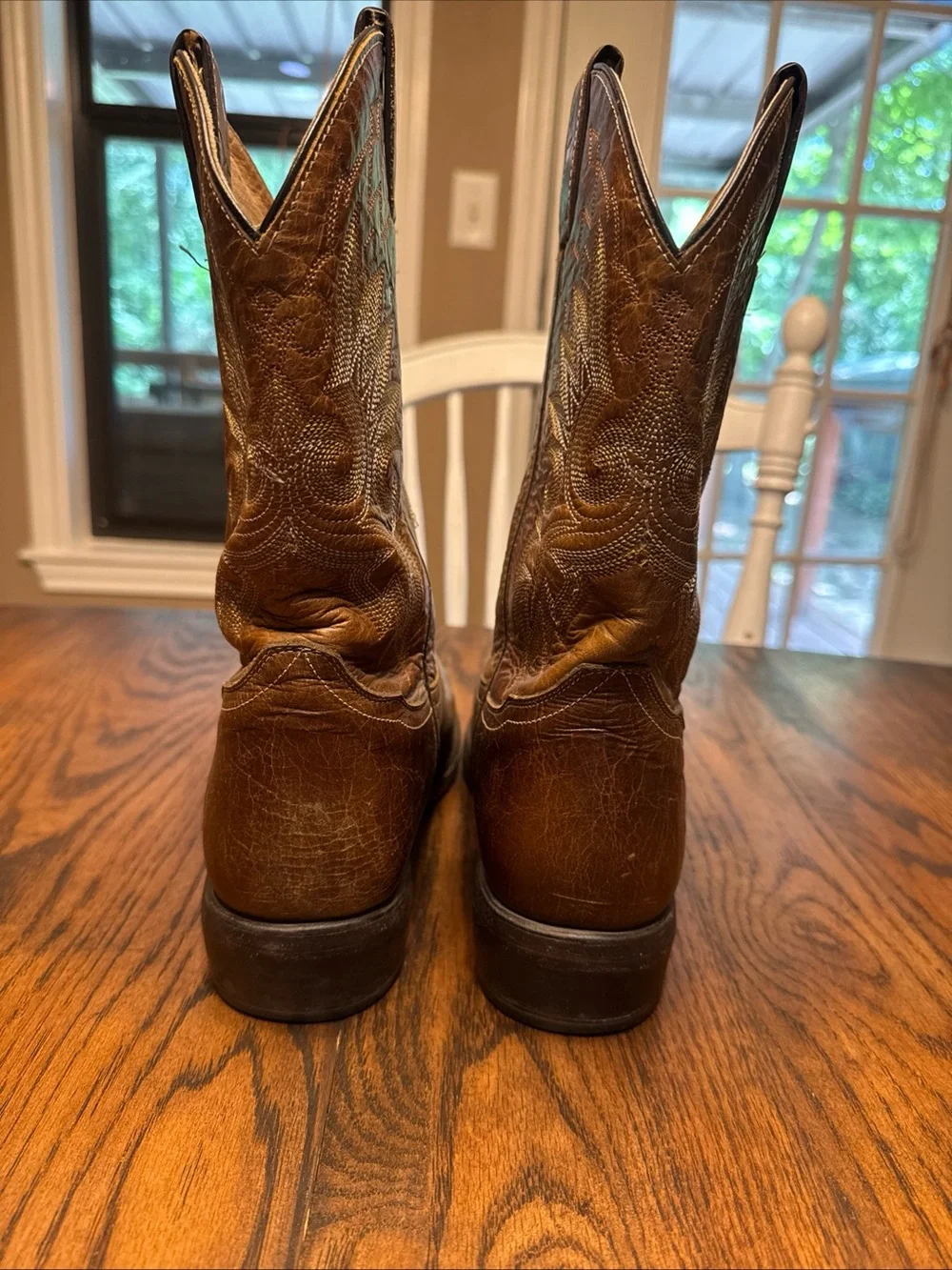 Double-H Cowboy Boots   Brown Shoe Size 10D Leather Square Toe Western